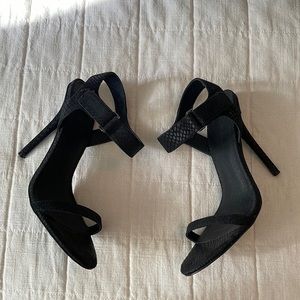 Pure Navy brand black snake skin material stilettos